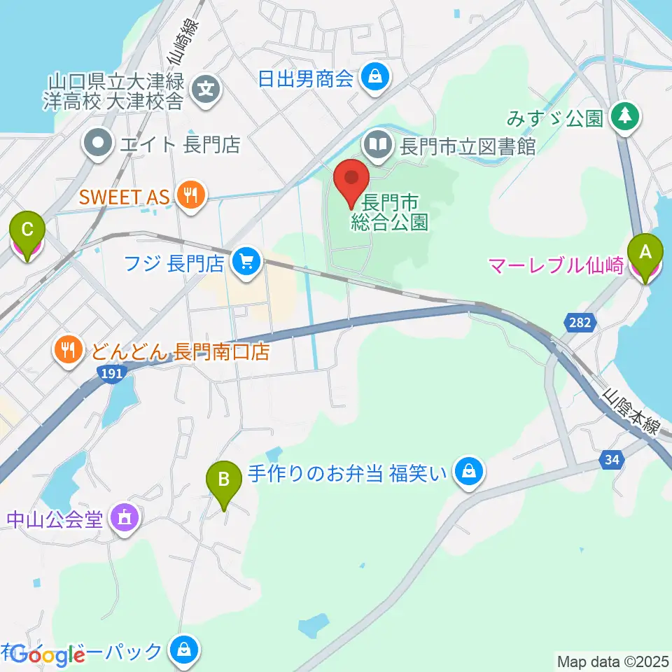 山口県立劇場 ルネッサながと周辺のホテル一覧地図