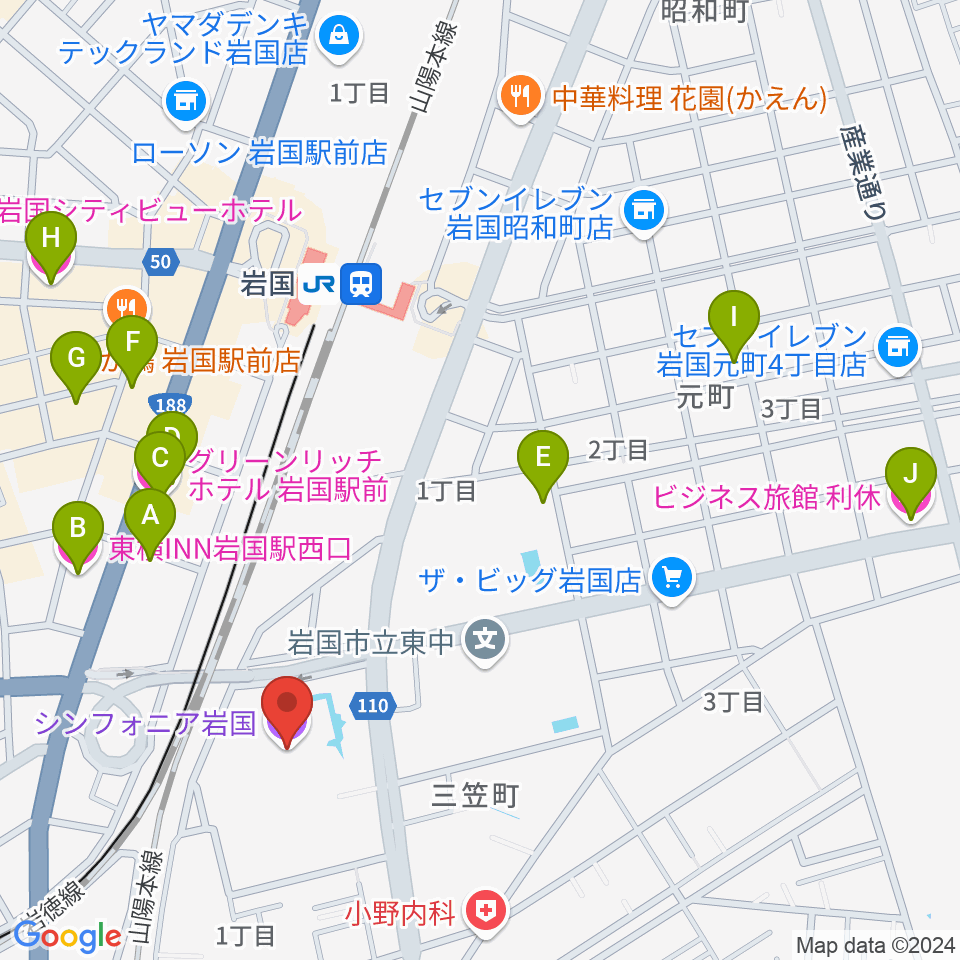 シンフォニア岩国周辺のホテル一覧地図