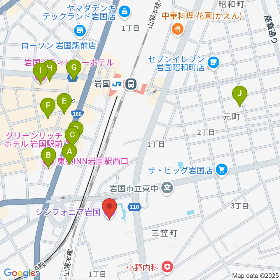 シンフォニア岩国周辺のホテル一覧地図