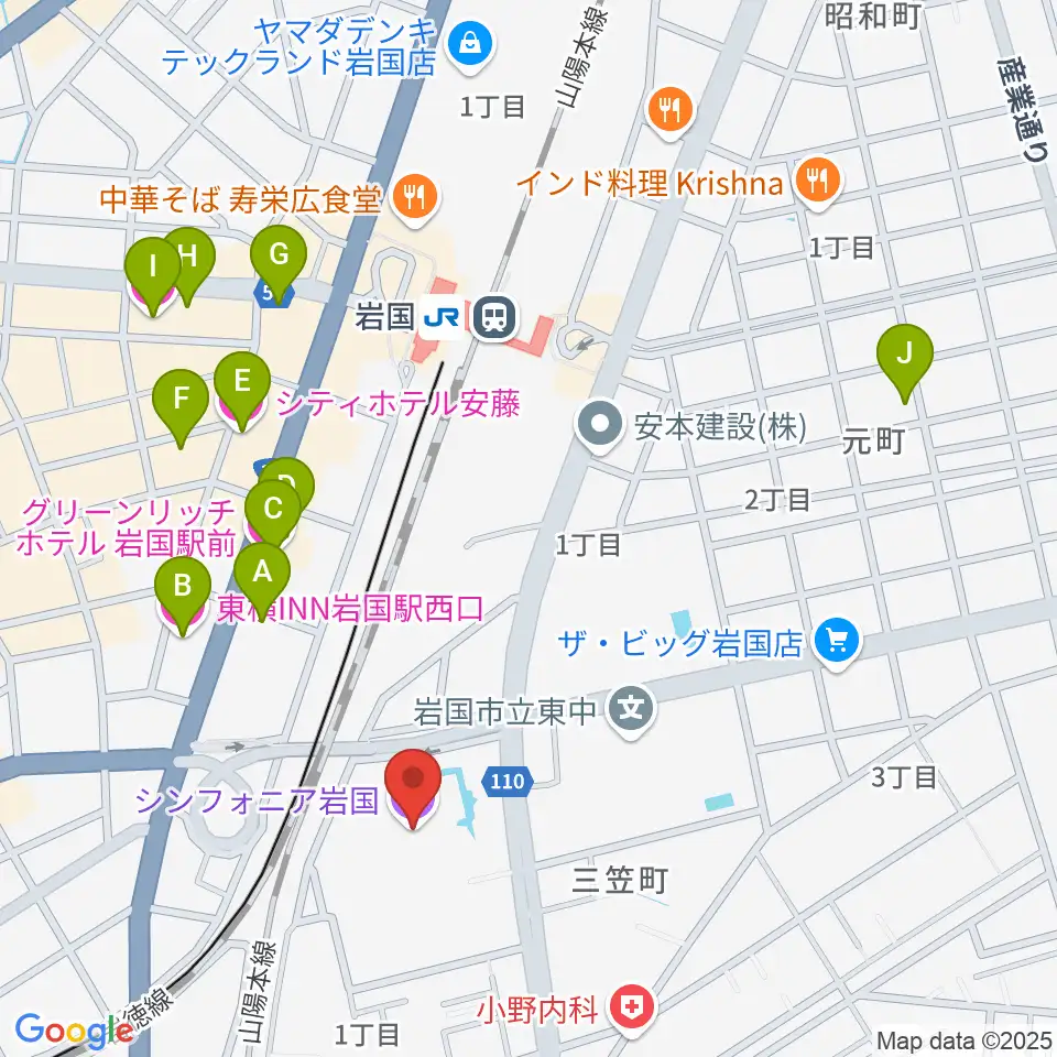 シンフォニア岩国周辺のホテル一覧地図