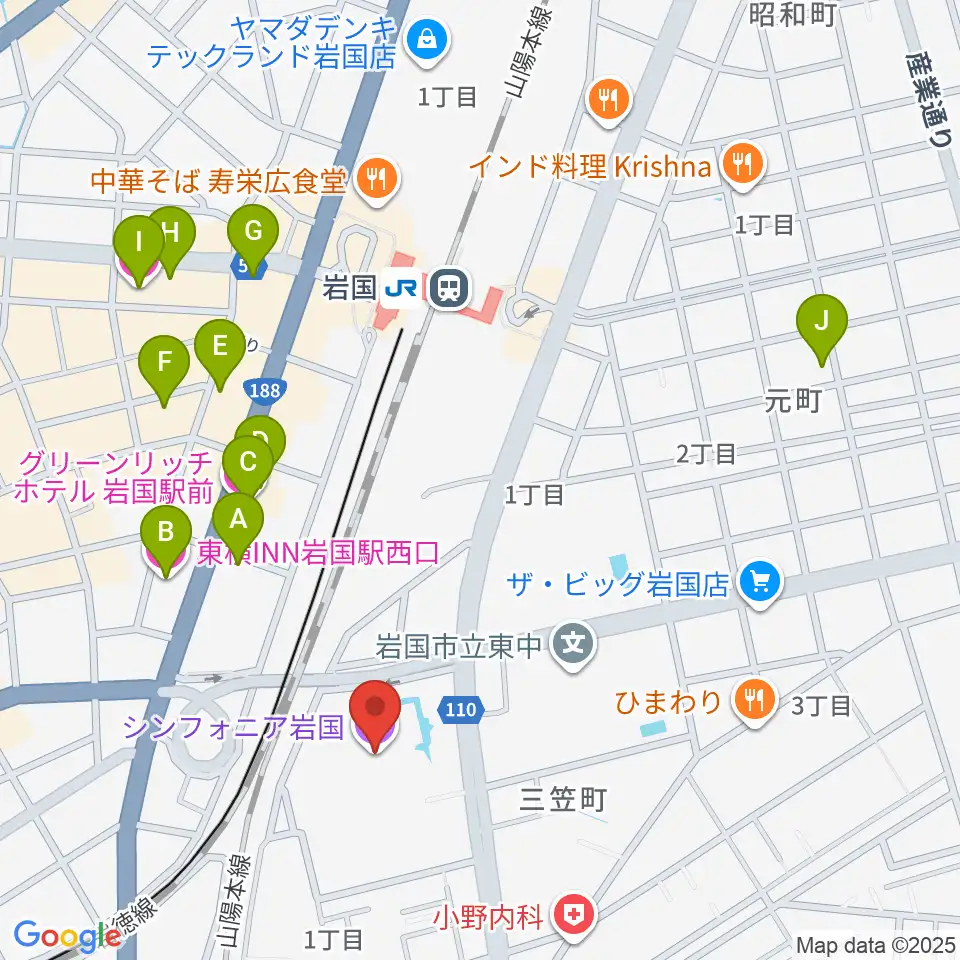 シンフォニア岩国周辺のホテル一覧地図