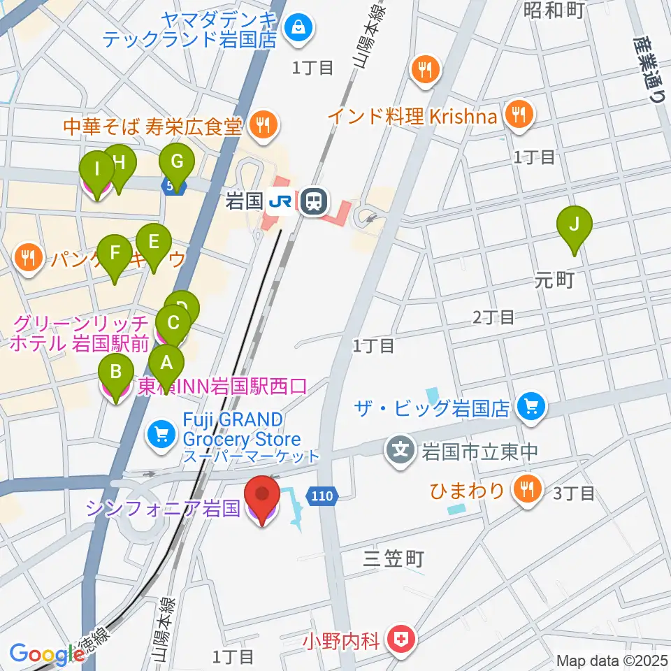 シンフォニア岩国周辺のホテル一覧地図