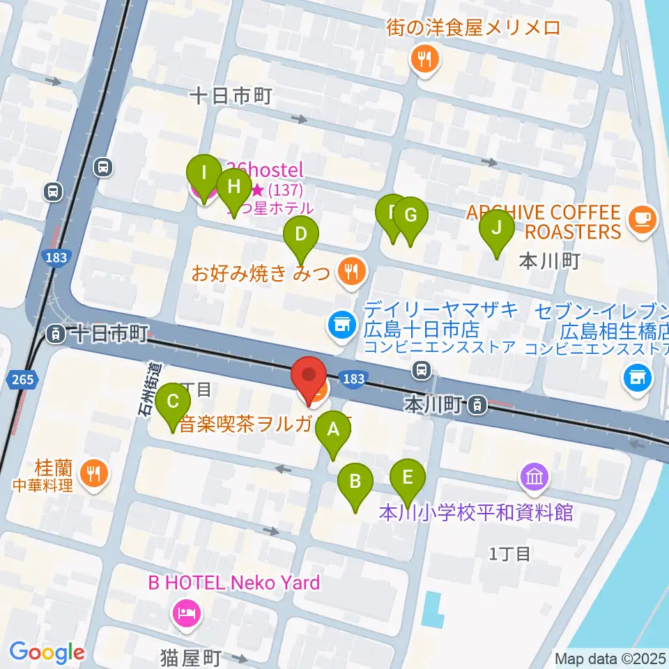 音楽喫茶ヲルガン座周辺のホテル一覧地図