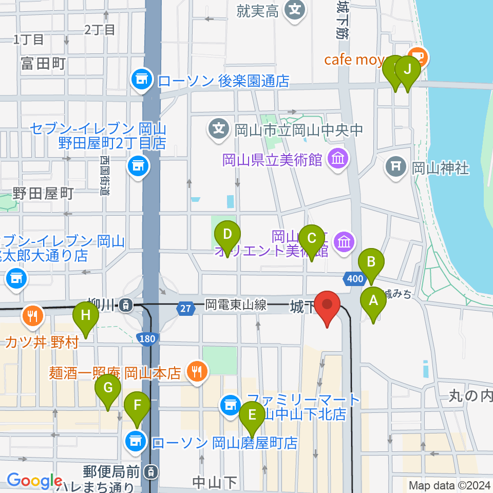 岡山シンフォニーホール周辺のホテル一覧地図