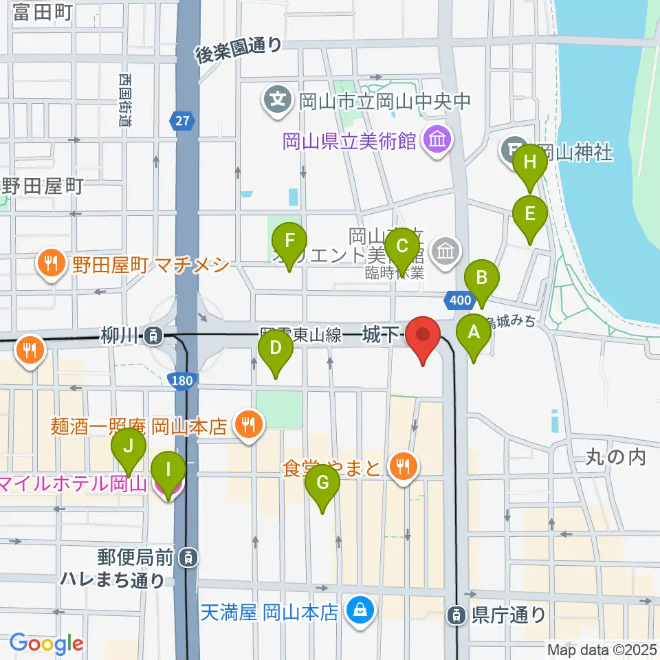岡山シンフォニーホール周辺のホテル一覧地図