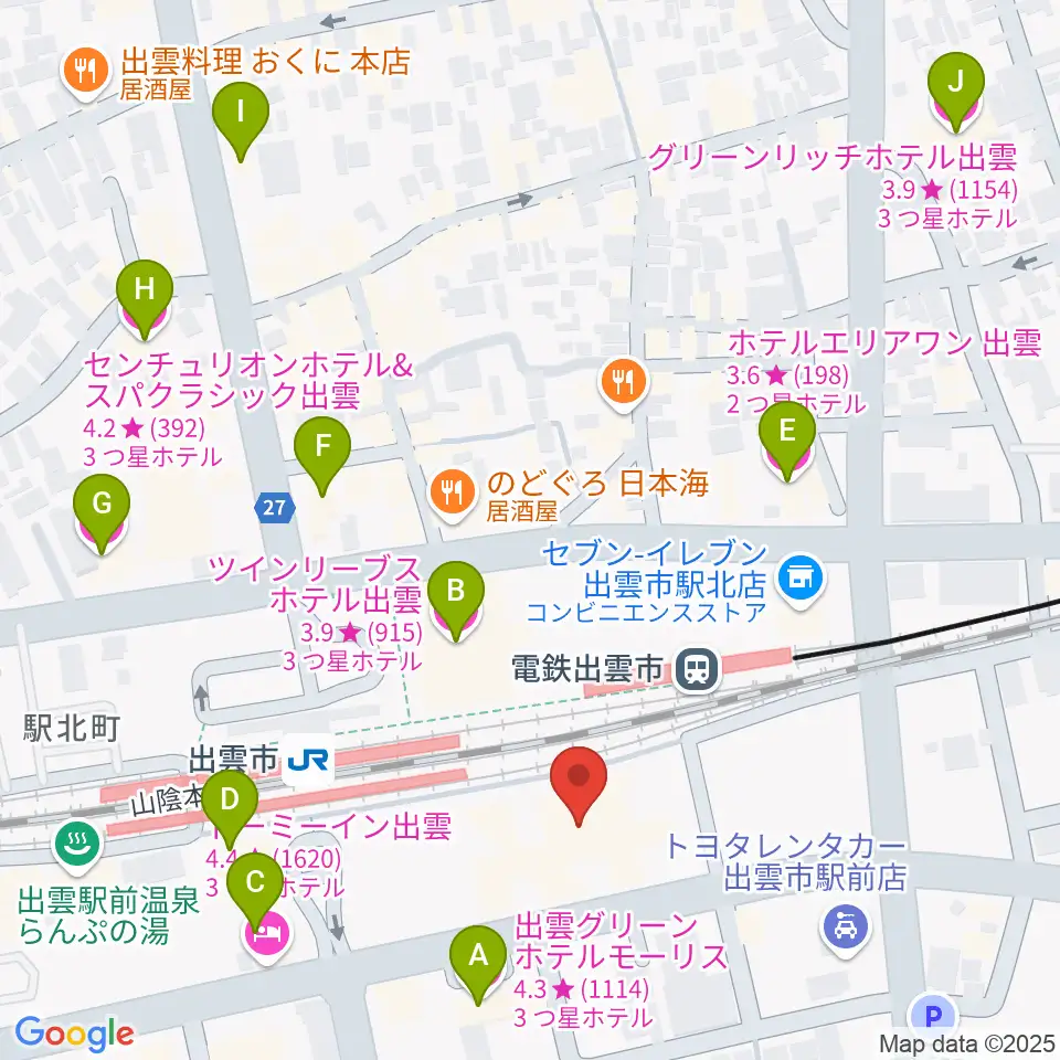 ビッグハート出雲周辺のホテル一覧地図