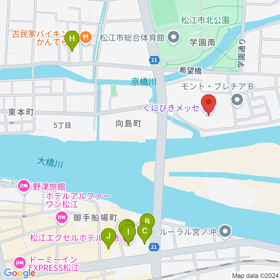 くにびきメッセ周辺のホテル一覧地図