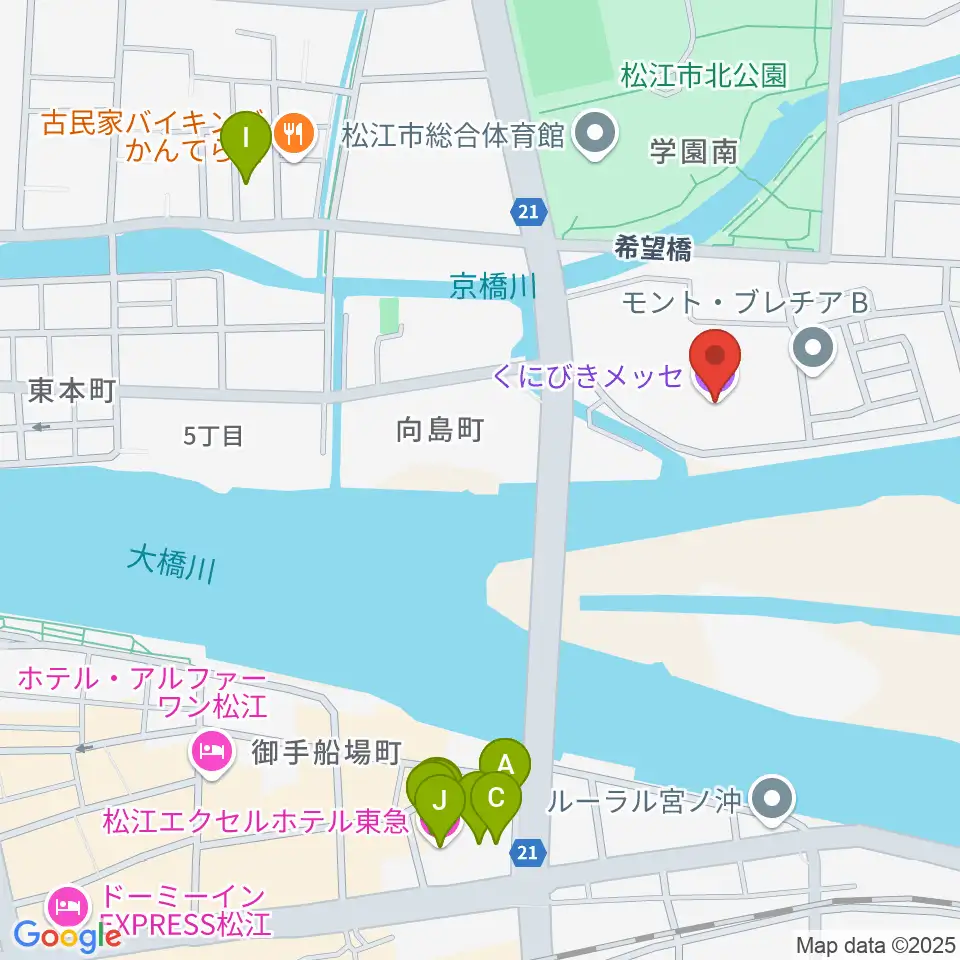 くにびきメッセ周辺のホテル一覧地図