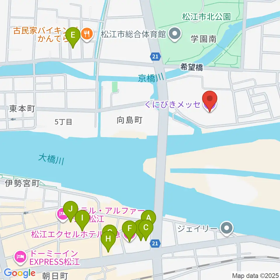 くにびきメッセ周辺のホテル一覧地図