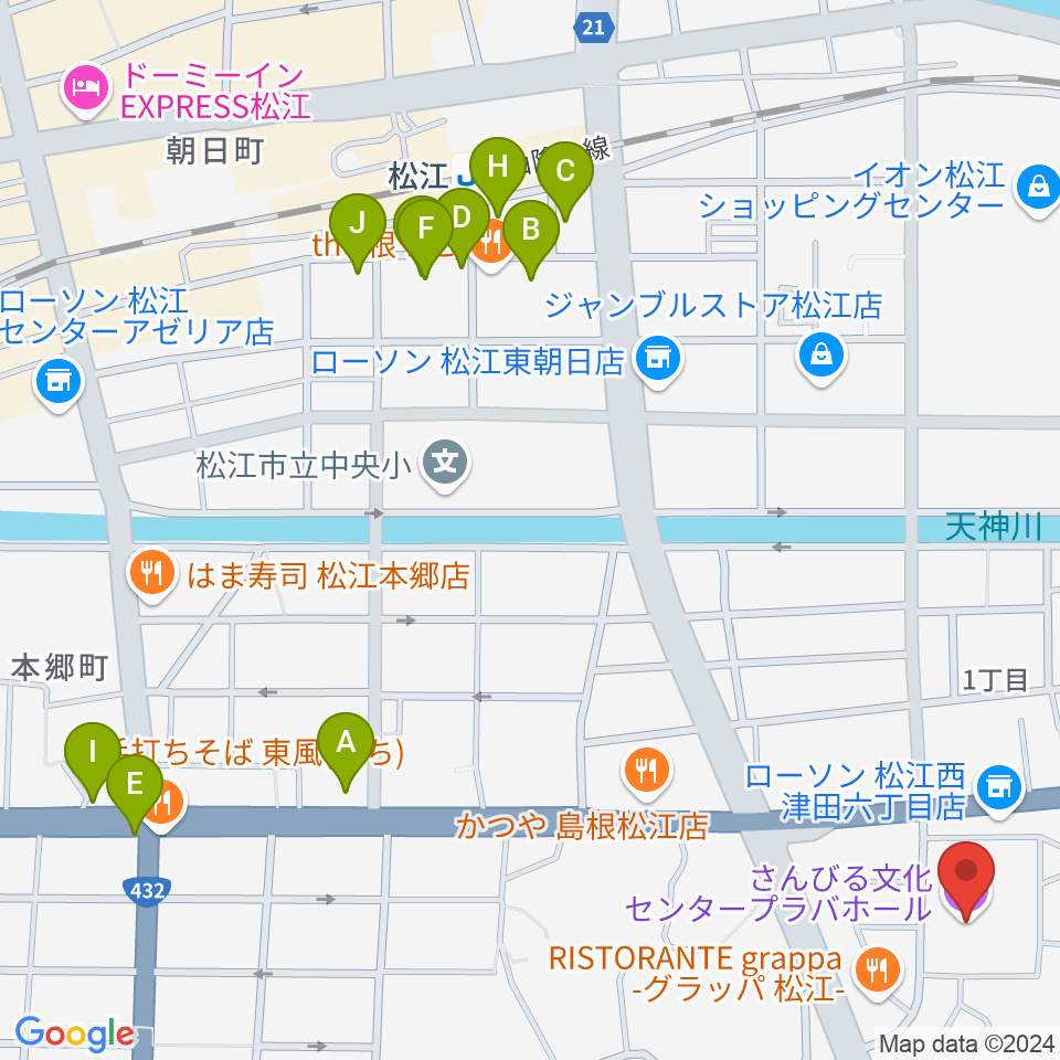 さんびる文化センタープラバホール周辺のホテル一覧地図