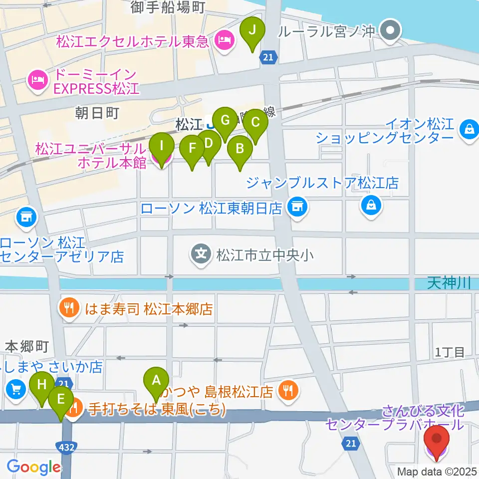 さんびる文化センタープラバホール周辺のホテル一覧地図