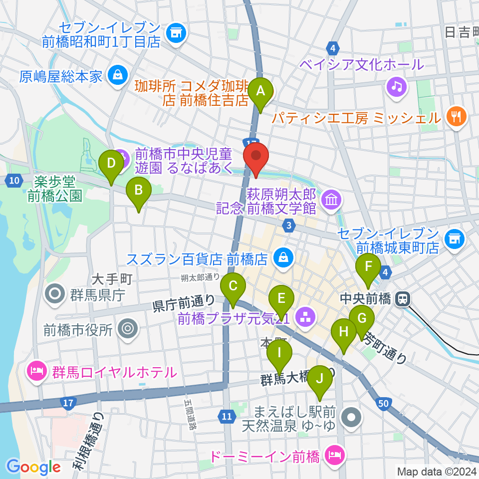 シューベルトサロン前橋周辺のホテル一覧地図