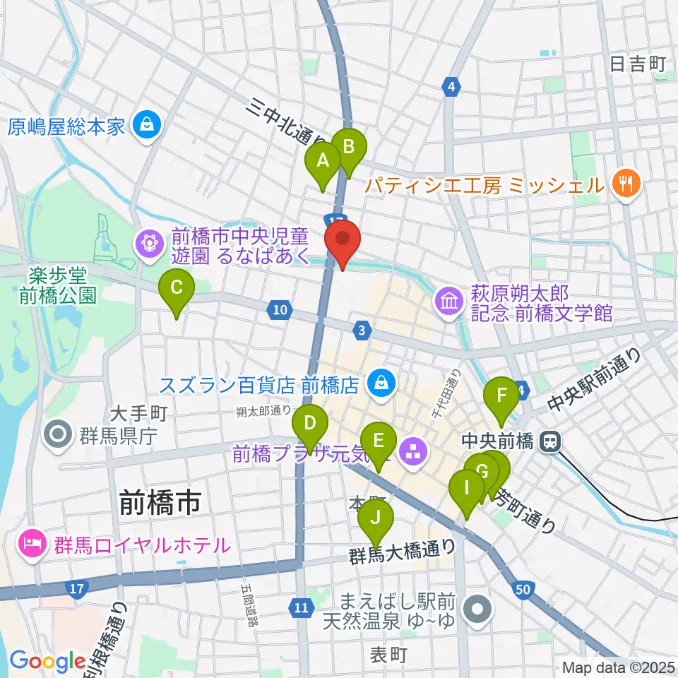 シューベルトサロン前橋周辺のホテル一覧地図