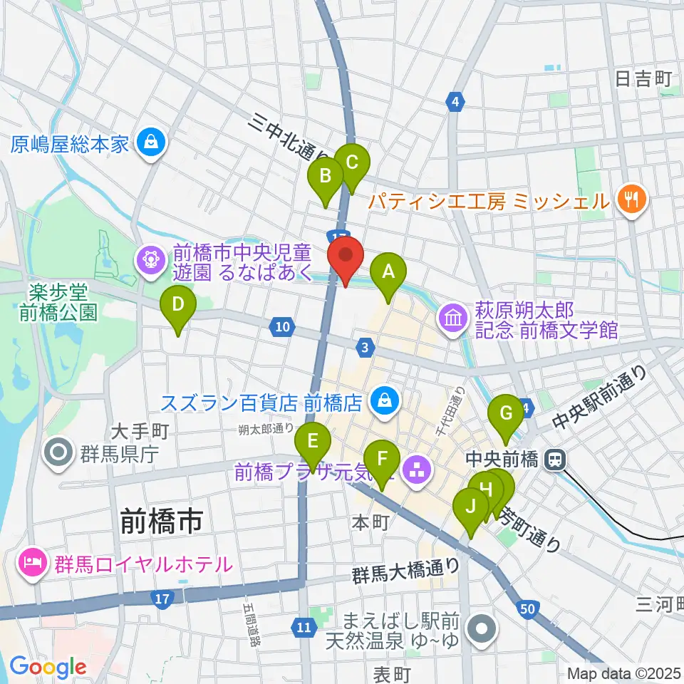 シューベルトサロン前橋周辺のホテル一覧地図