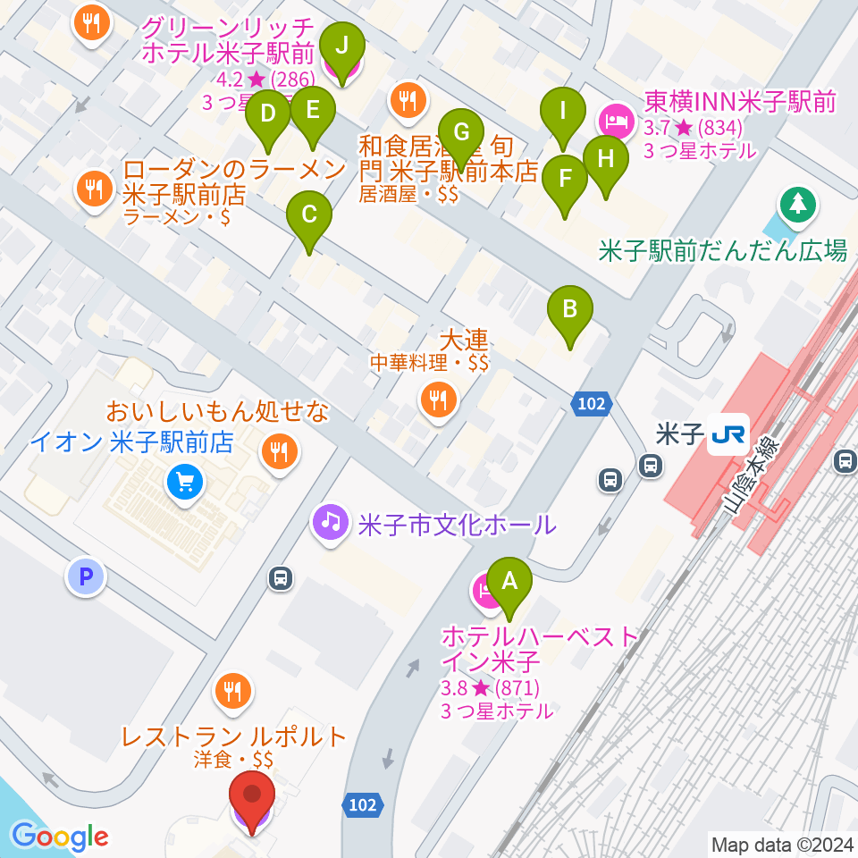 米子コンベンションセンター BiG SHiP周辺のホテル一覧地図