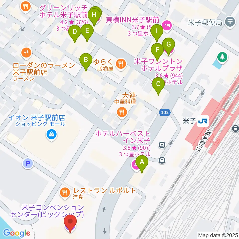 米子コンベンションセンター BiG SHiP周辺のホテル一覧地図