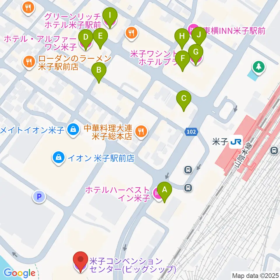 米子コンベンションセンター BiG SHiP周辺のホテル一覧地図