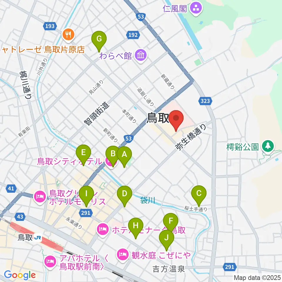 鳥取市民会館周辺のホテル一覧地図