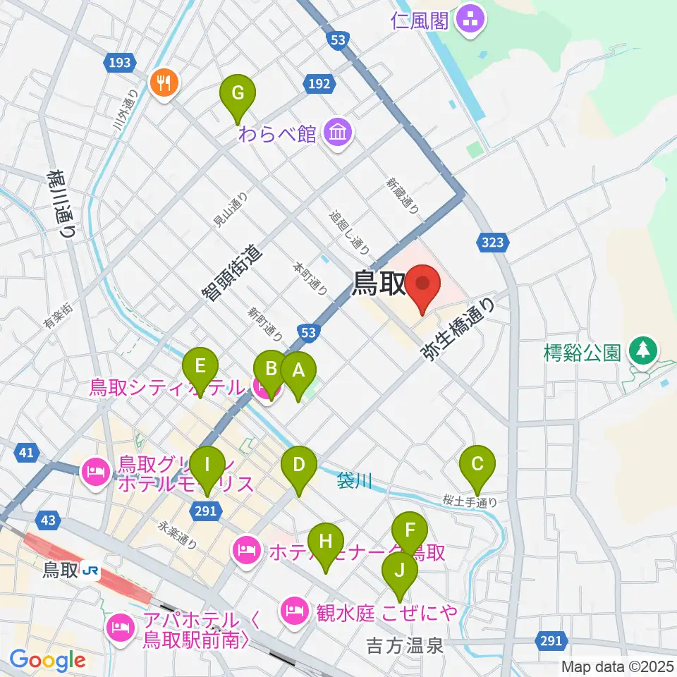 鳥取市民会館周辺のホテル一覧地図
