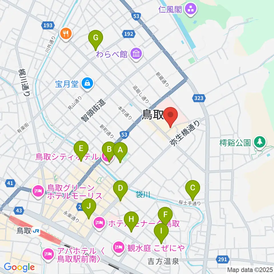鳥取市民会館周辺のホテル一覧地図