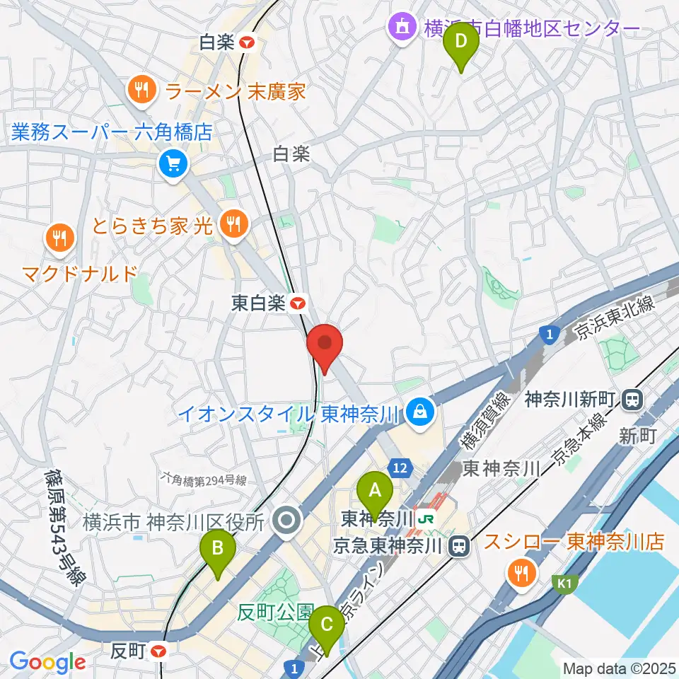 セントラル楽器周辺のホテル一覧地図