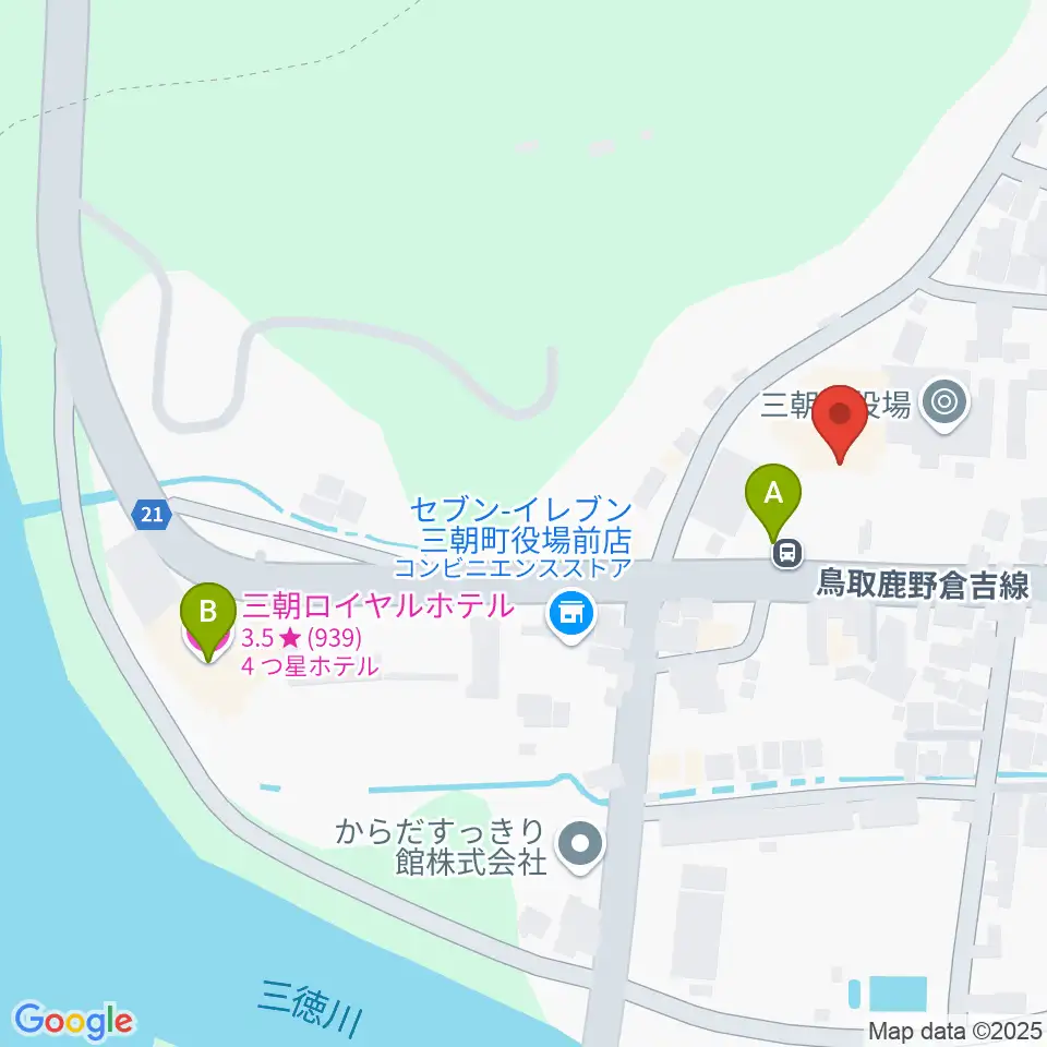 三朝町総合文化ホール周辺のホテル一覧地図