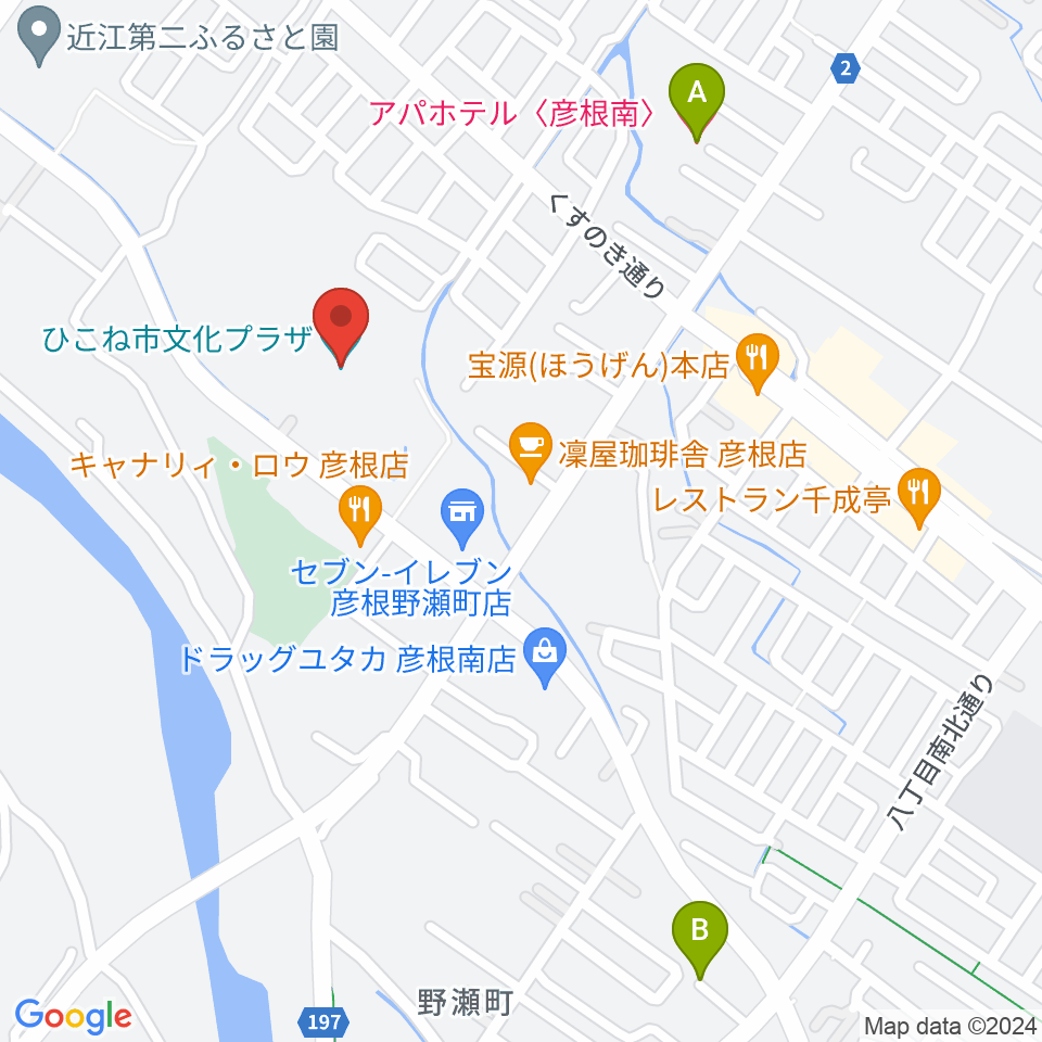 ひこね市文化プラザ周辺のホテル一覧地図