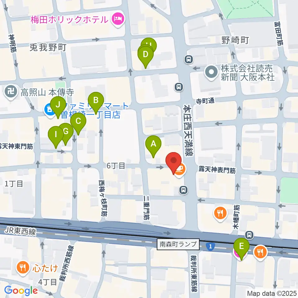 大阪Rumio周辺のホテル一覧地図