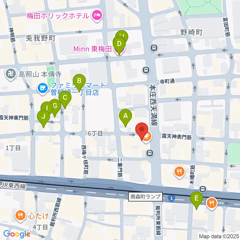 大阪Rumio周辺のホテル一覧地図