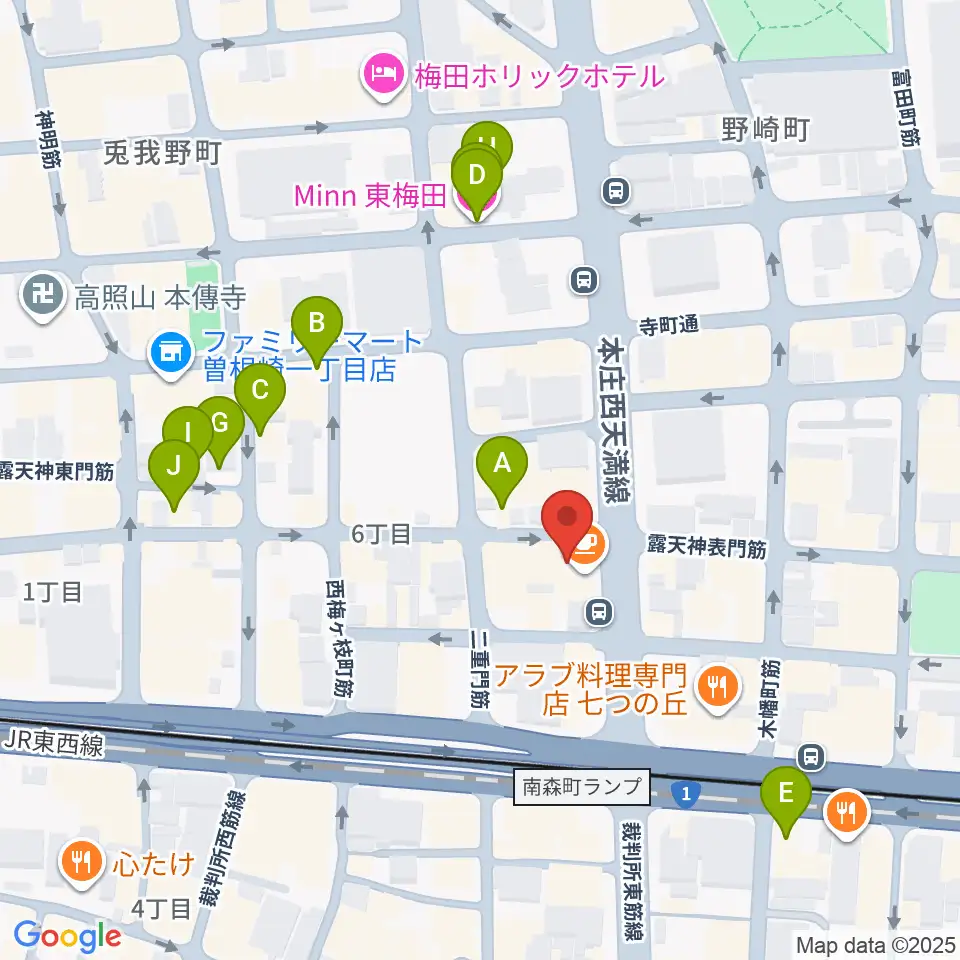 大阪Rumio周辺のホテル一覧地図