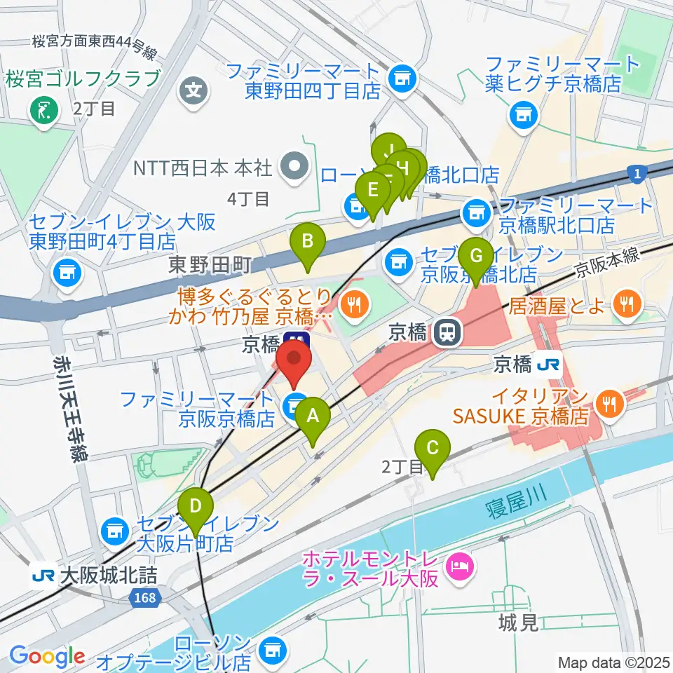 羅い舞座 京橋劇場周辺のホテル一覧地図