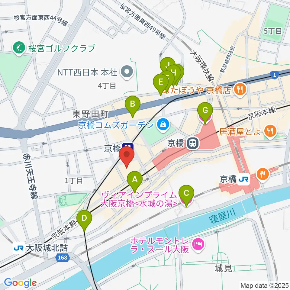 羅い舞座 京橋劇場周辺のホテル一覧地図