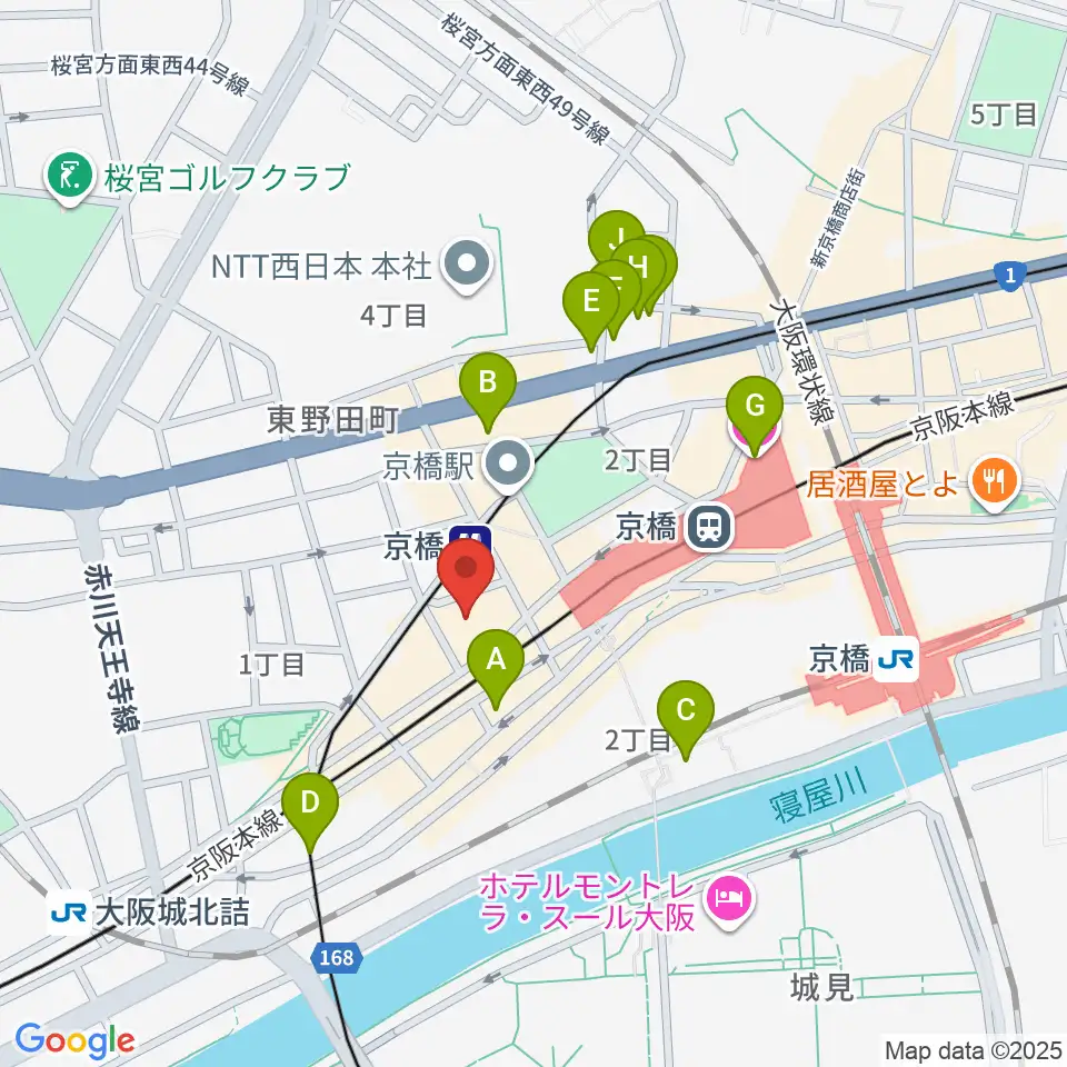 羅い舞座 京橋劇場周辺のホテル一覧地図