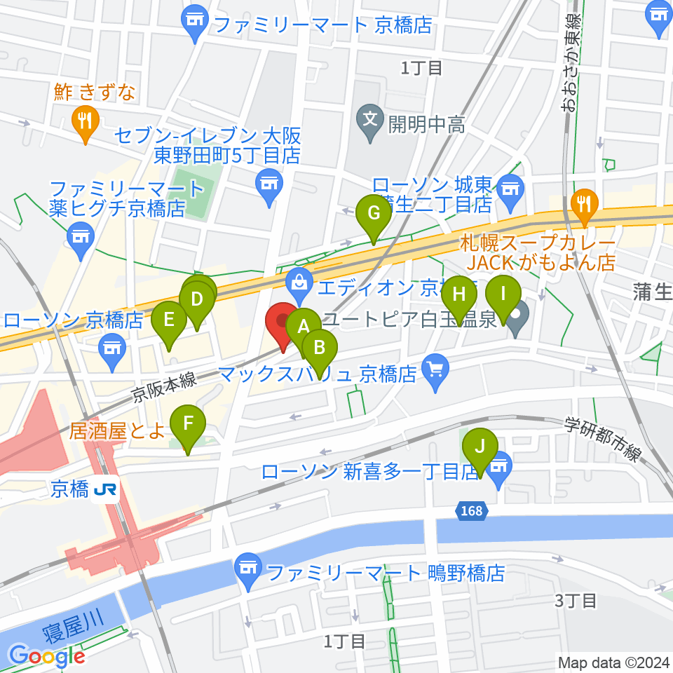 京橋ベロニカ周辺のホテル一覧地図