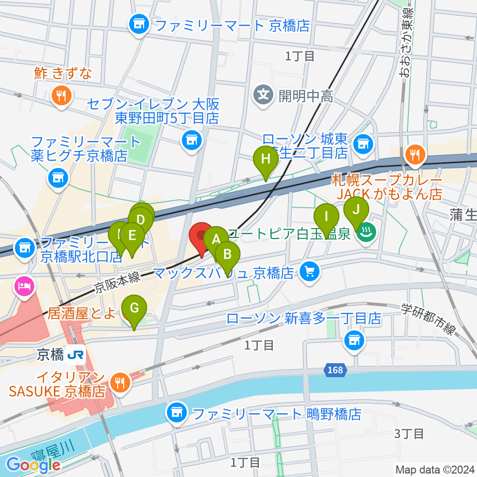 京橋ベロニカ周辺のホテル一覧地図