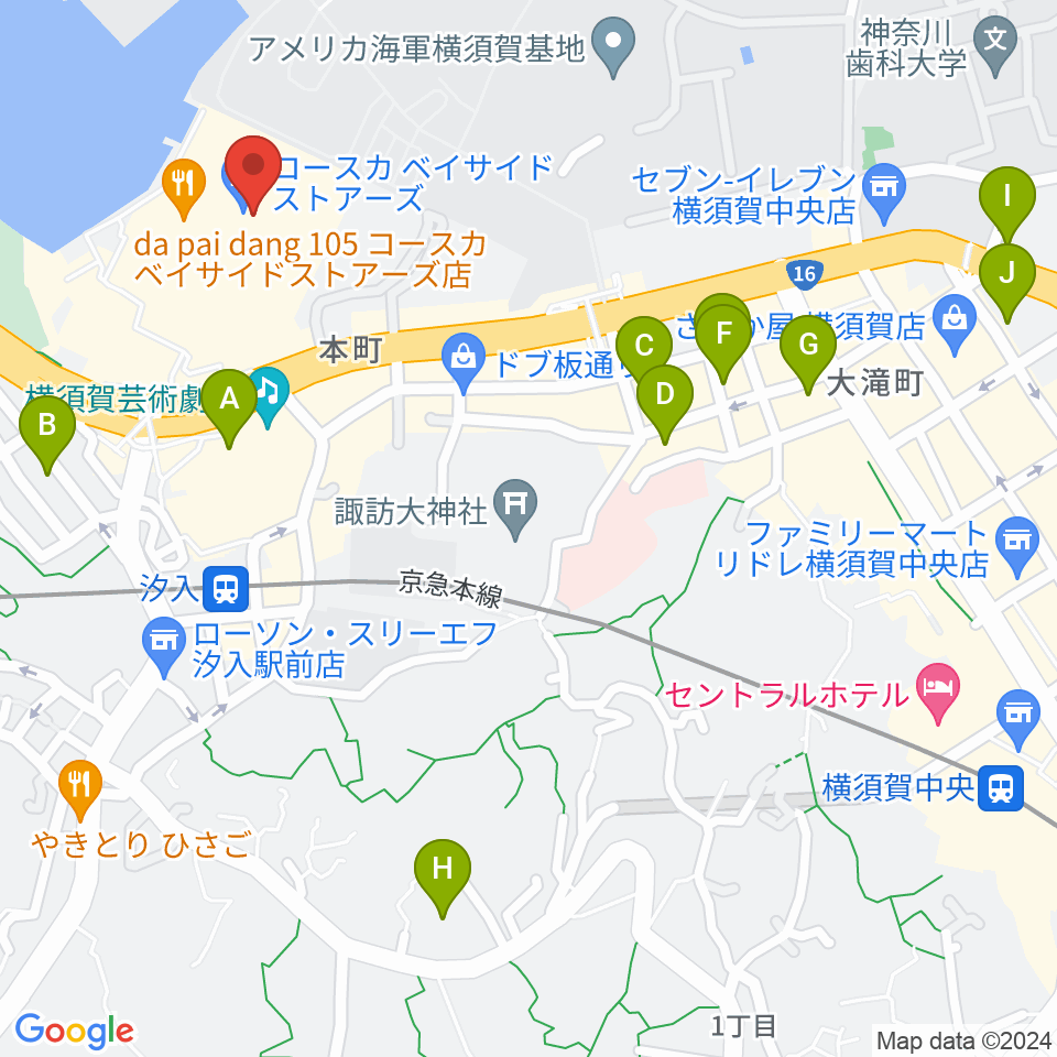 島村楽器 Coaska Bayside Stores横須賀店周辺のホテル一覧地図