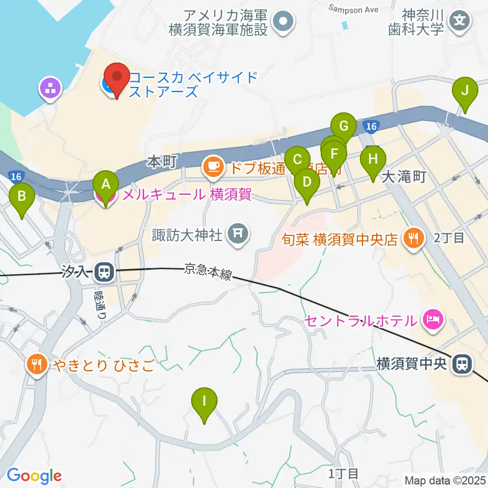 島村楽器 Coaska Bayside Stores横須賀店周辺のホテル一覧地図