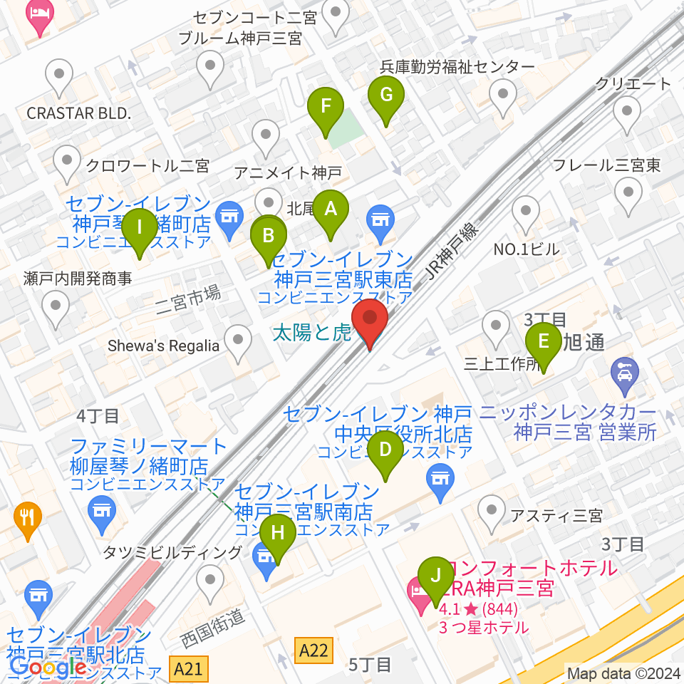 神戸 太陽と虎周辺のホテル一覧地図