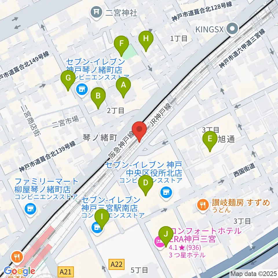 太陽と虎周辺のホテル一覧地図