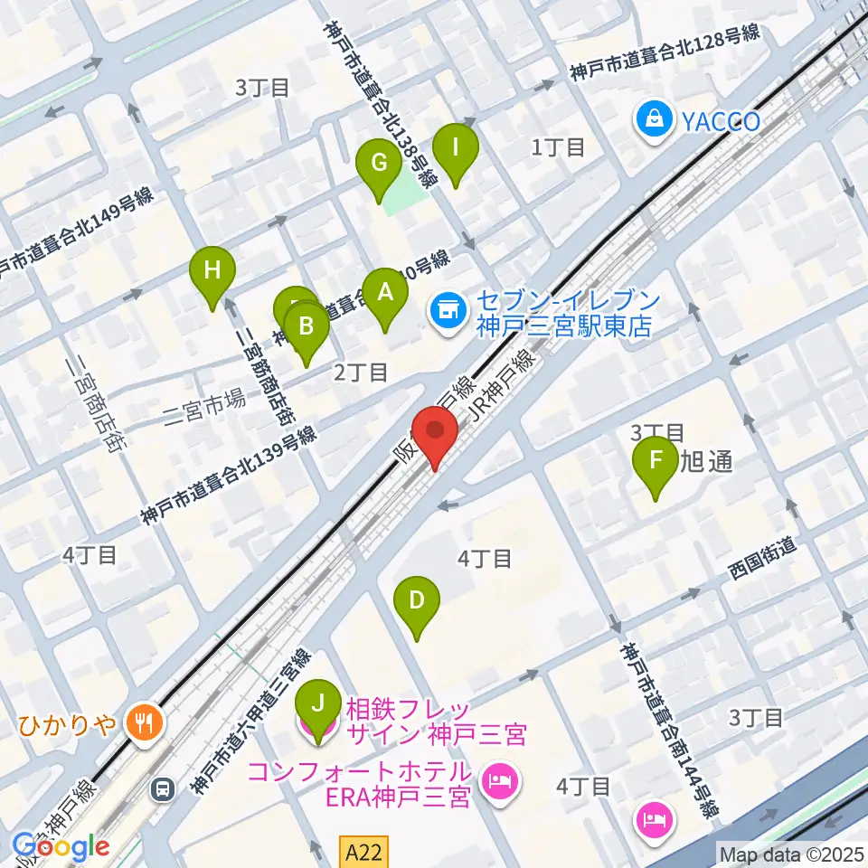 太陽と虎周辺のホテル一覧地図