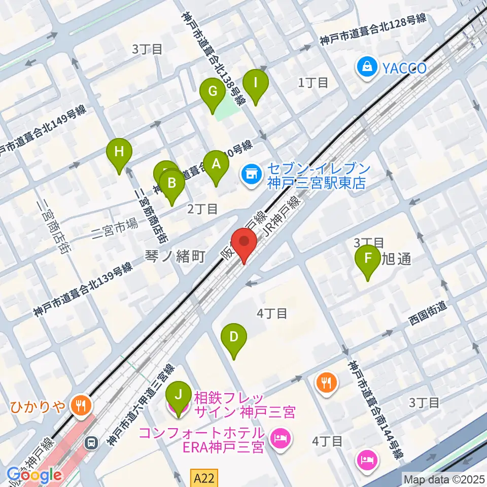 太陽と虎周辺のホテル一覧地図