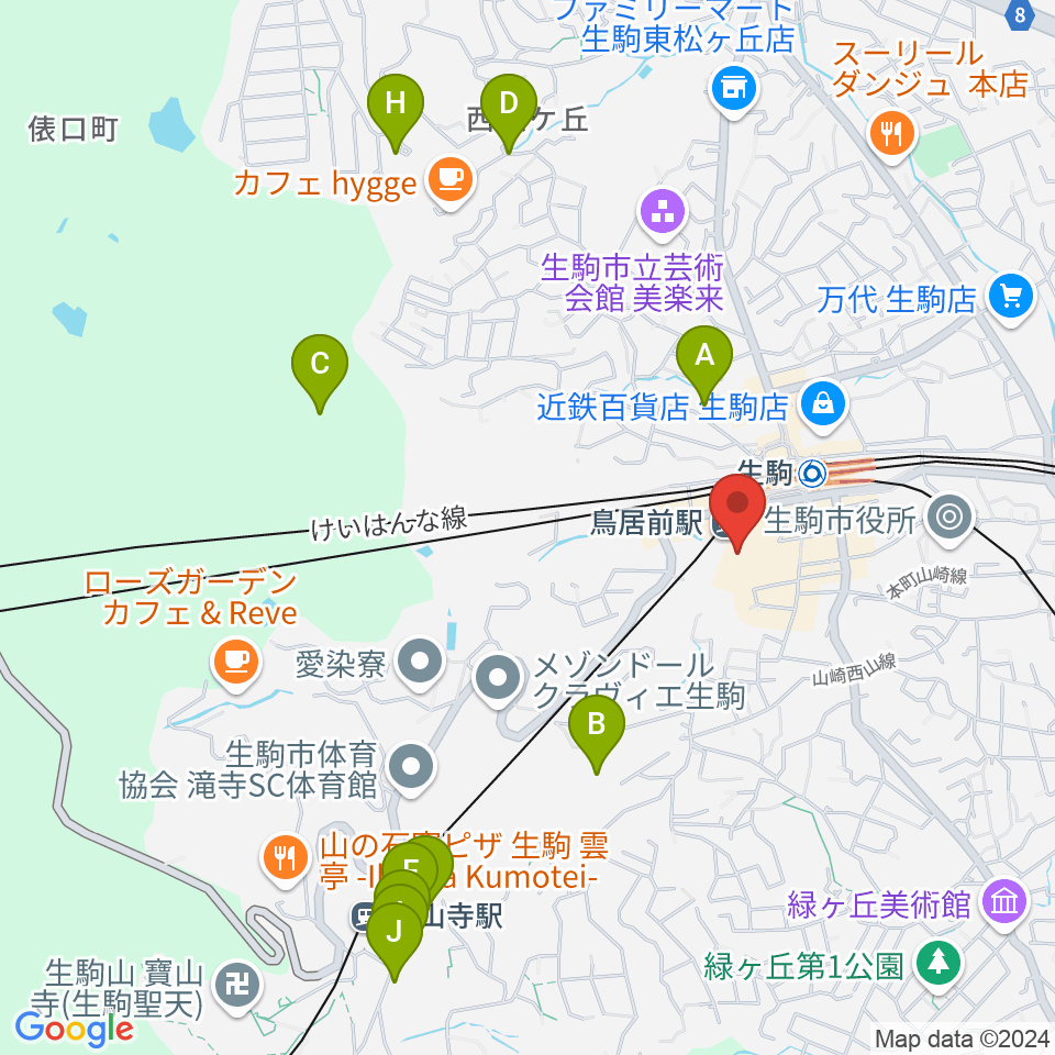 生駒RHEBGATE周辺のホテル一覧地図