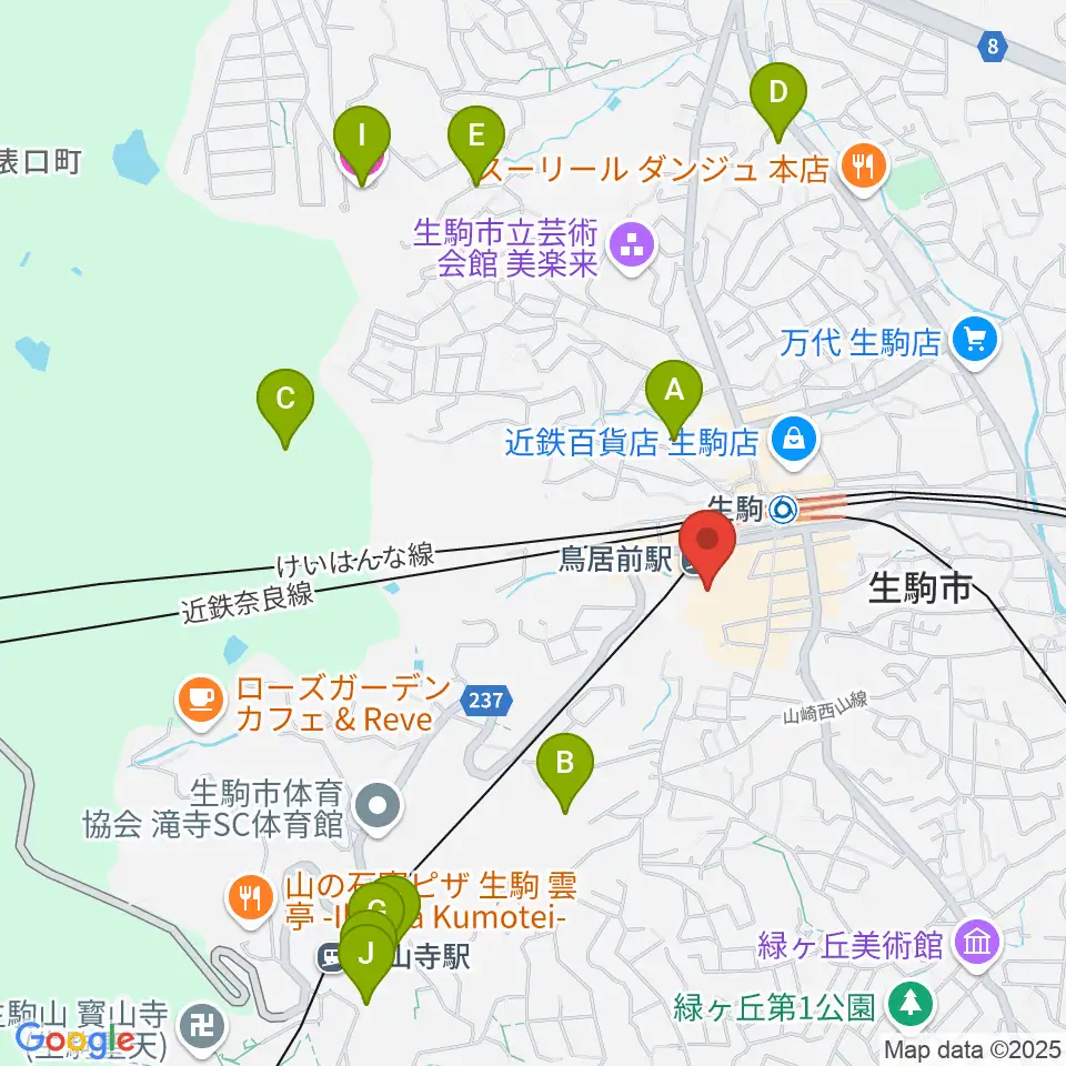 生駒RHEBGATE周辺のホテル一覧地図