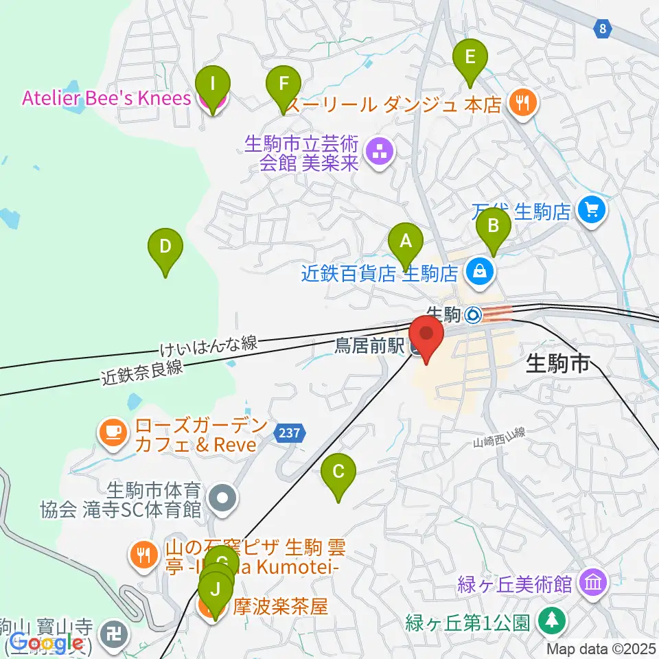 生駒RHEBGATE周辺のホテル一覧地図
