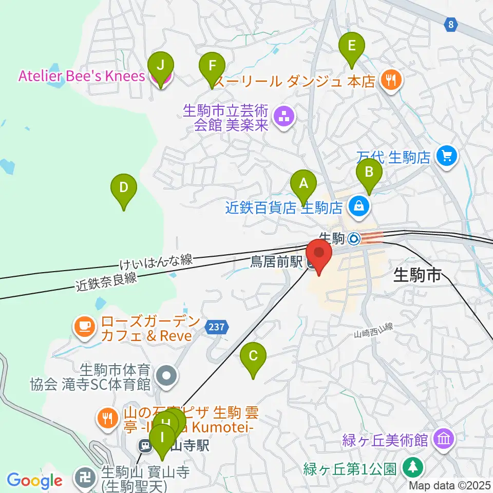 生駒RHEBGATE周辺のホテル一覧地図