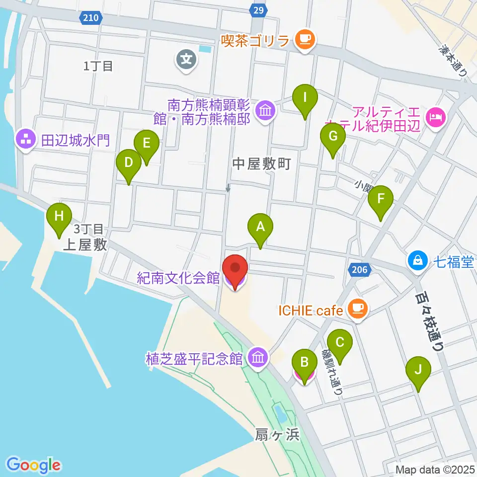 紀南文化会館周辺のホテル一覧地図