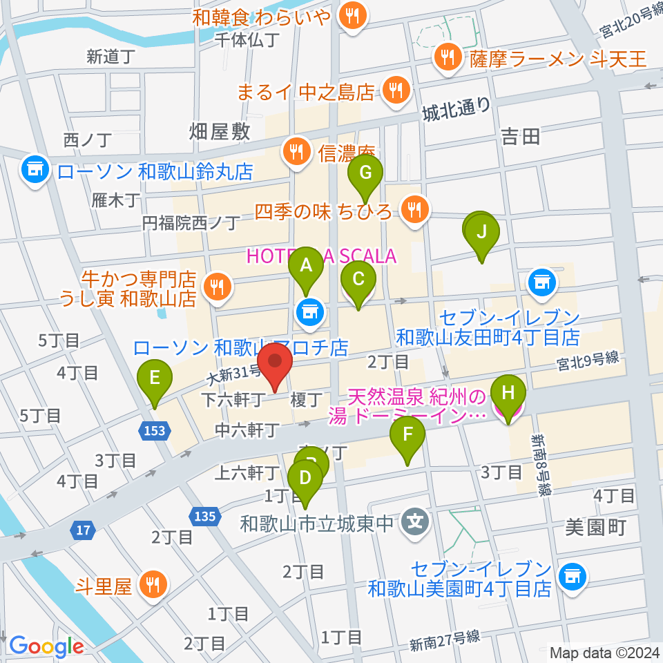 和歌山ビンテージ周辺のホテル一覧地図