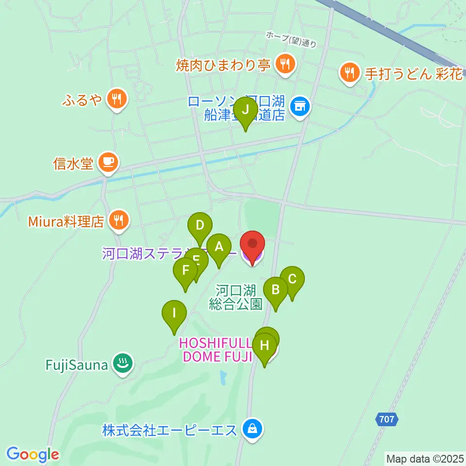 河口湖ステラシアター周辺のホテル一覧地図