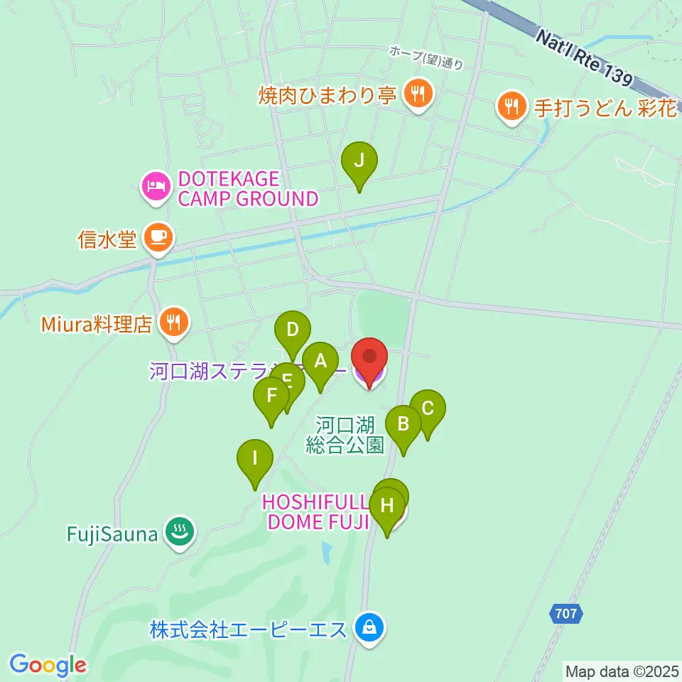 河口湖ステラシアター周辺のホテル一覧地図