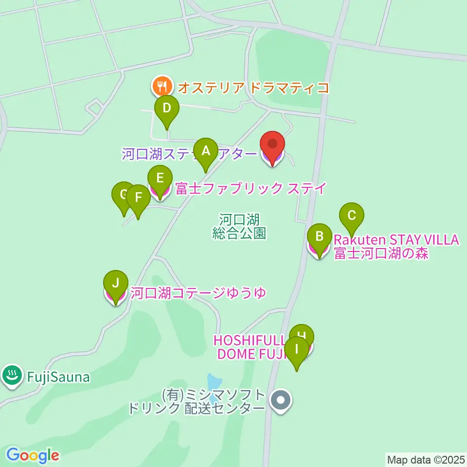 河口湖ステラシアター周辺のホテル一覧地図